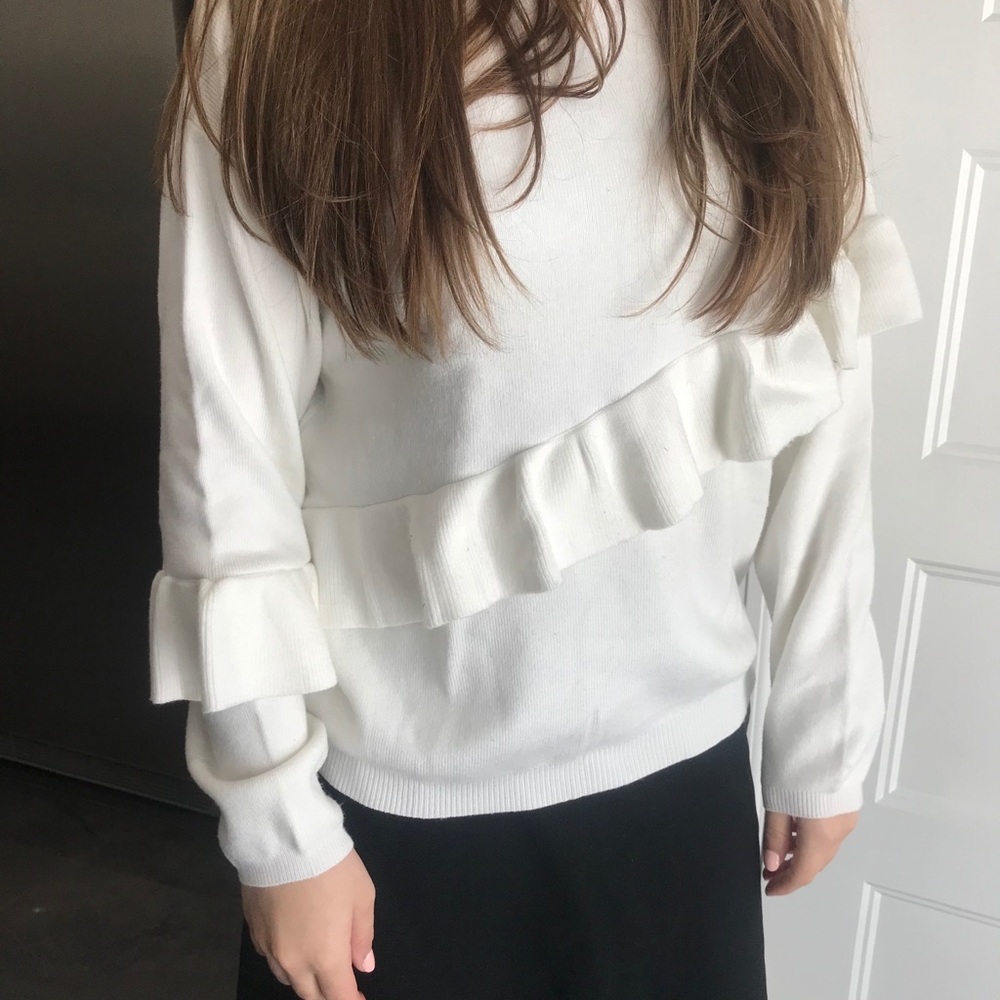 Zara white ruffle sweater